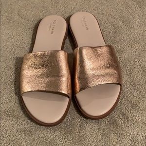 Cole haan gold leather sandals slippers 9.5